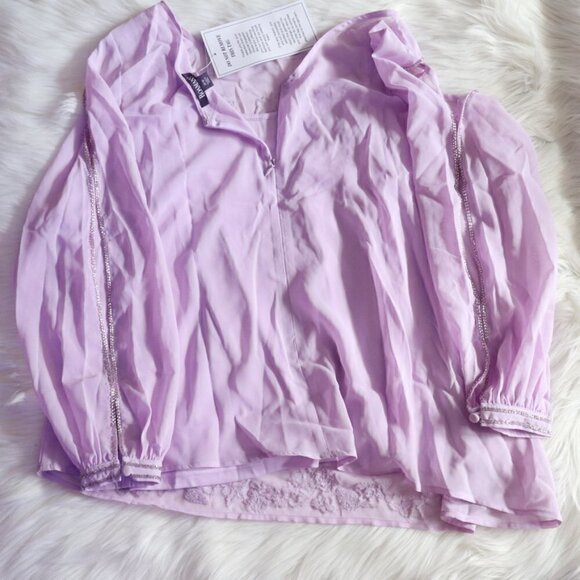 NWT Roman's Light Purple Embellished Long Sleeve Top - Picture 9 of 12